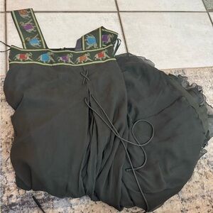 Green Embroidered Dress with Colorful Accents